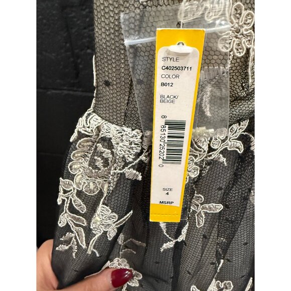 New Alice and Olivia Beatrice T-back Lace Fit And Flare Dress - Picture 7 of 8